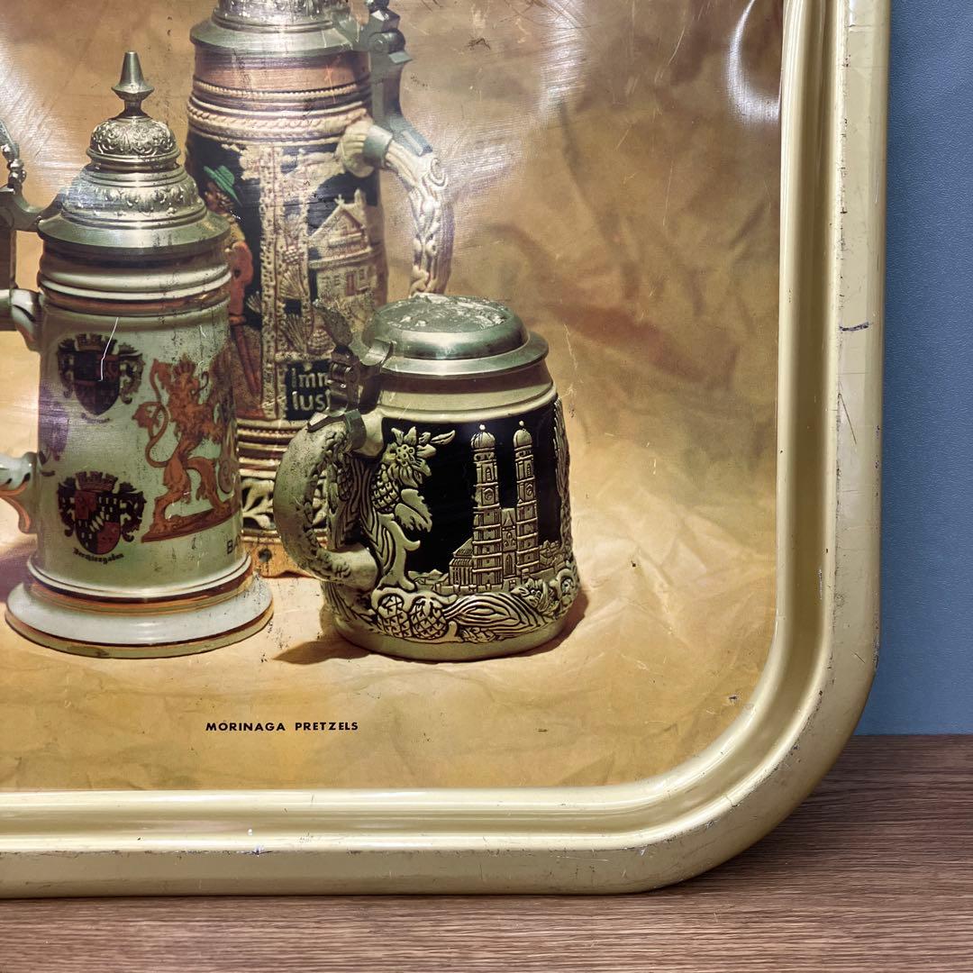 D-4 非売品 昭和レトロ 森永製菓 プレッツェル ブリキトレイ 企業物