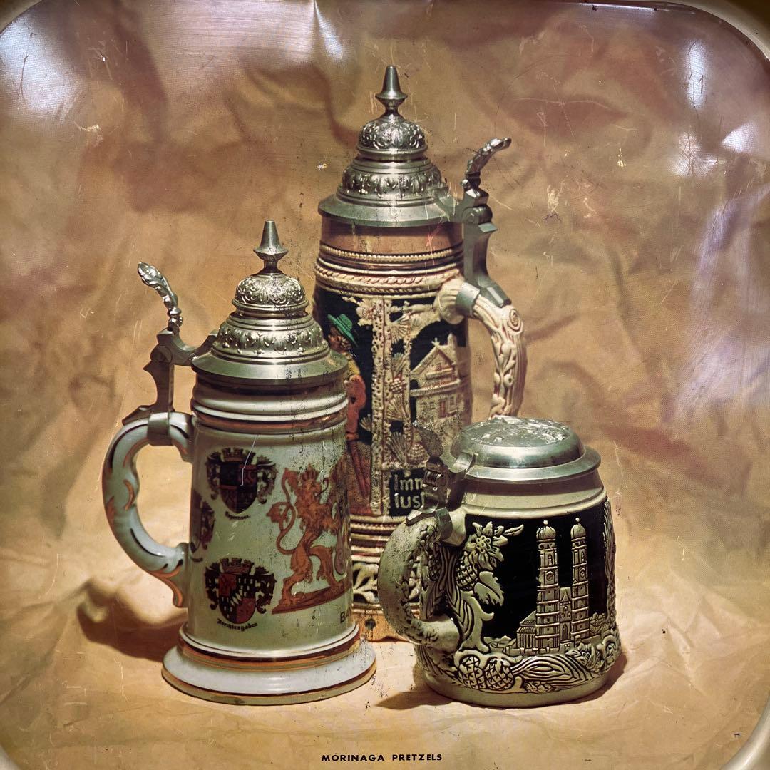 D-4 非売品 昭和レトロ 森永製菓 プレッツェル ブリキトレイ 企業物