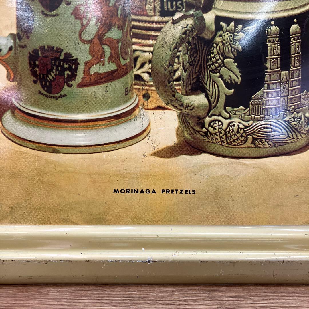 D-4 非売品 昭和レトロ 森永製菓 プレッツェル ブリキトレイ 企業物