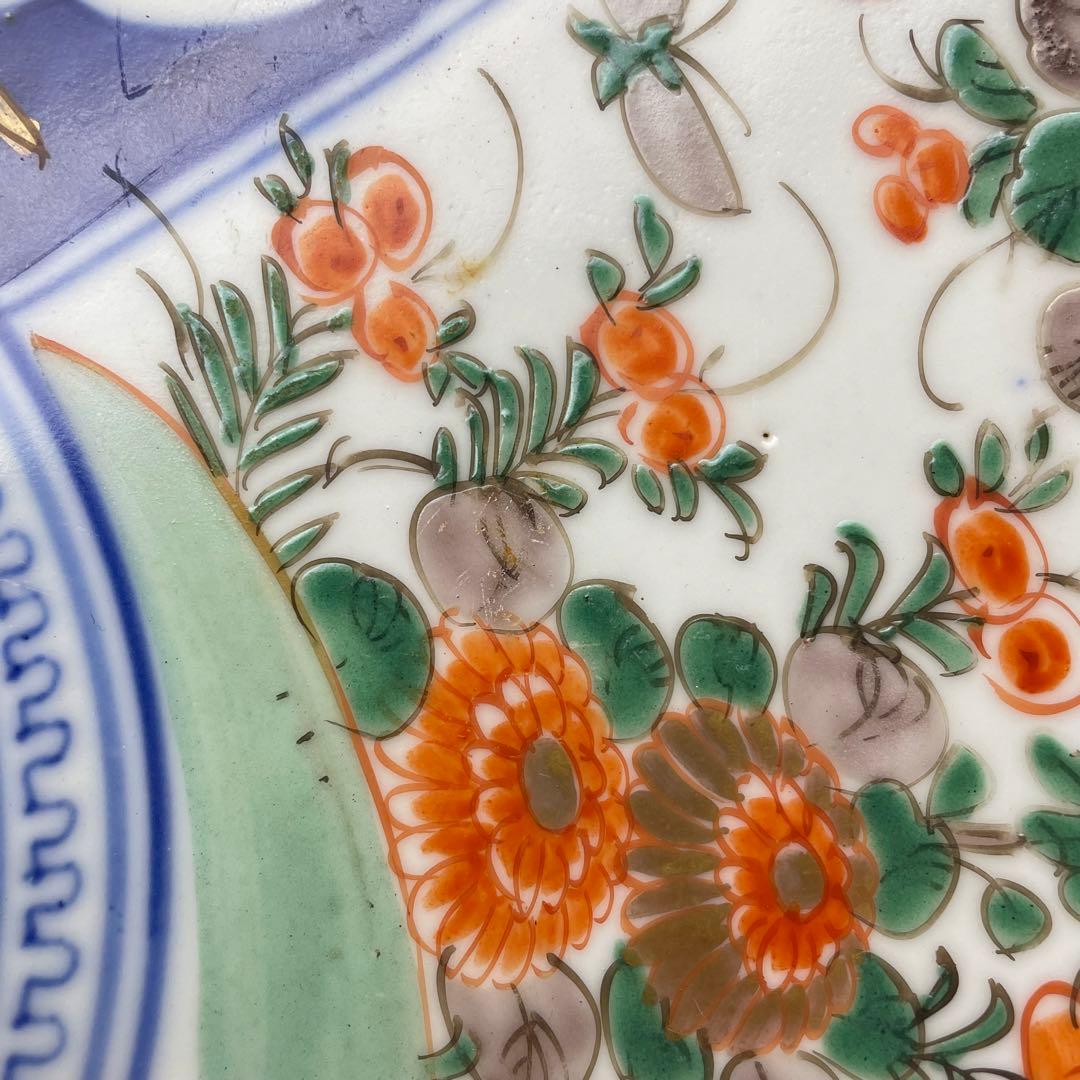 伊万里・有田焼　明治時代　色絵大皿　金彩　飾り皿　37cm