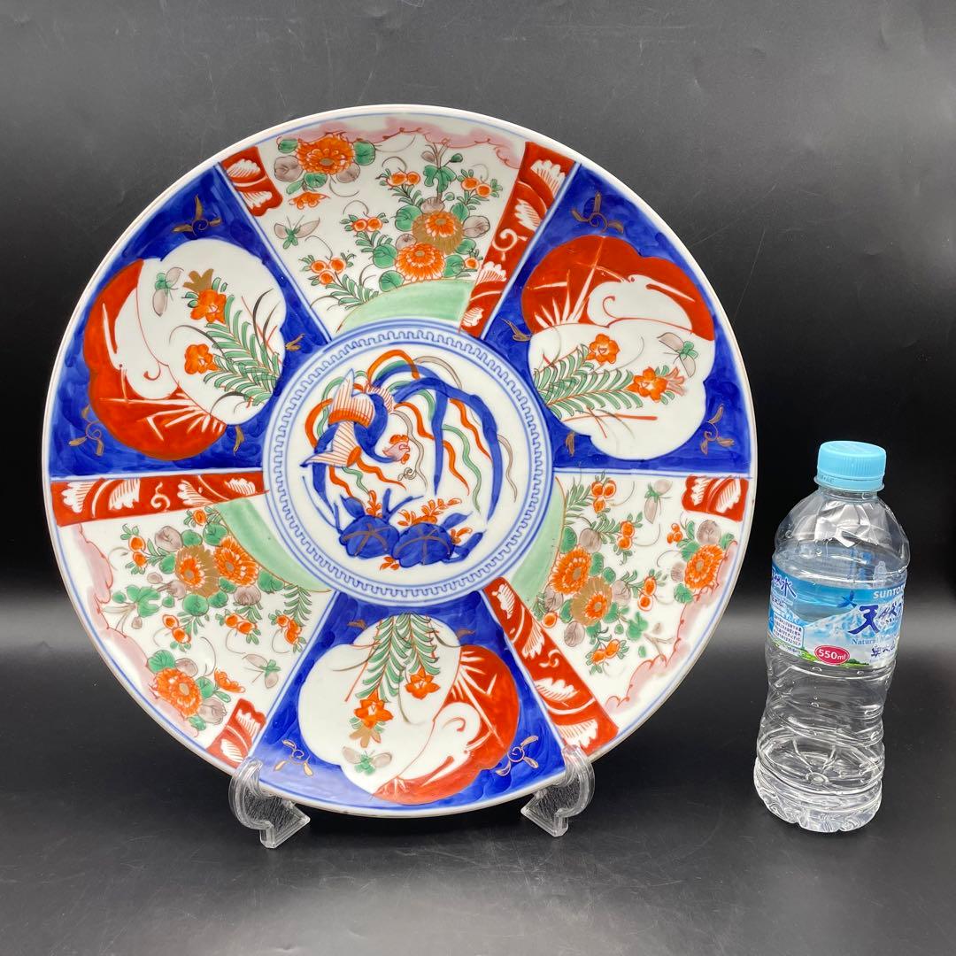 伊万里・有田焼　明治時代　色絵大皿　金彩　飾り皿　37cm