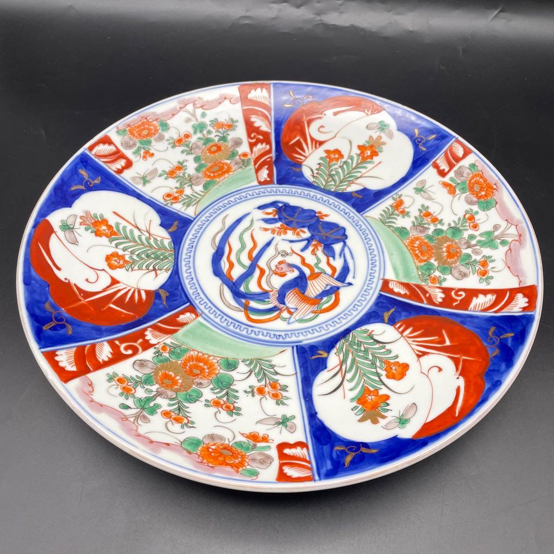 伊万里・有田焼　明治時代　色絵大皿　金彩　飾り皿　37cm