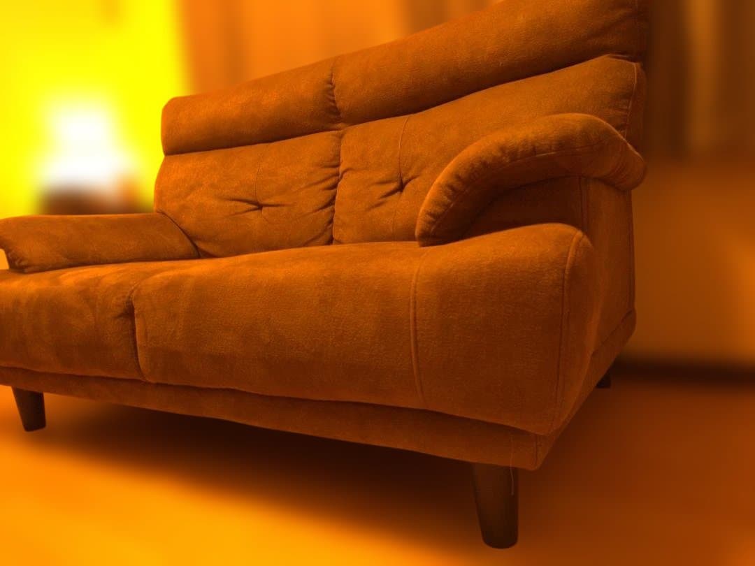 ソファ　ファブリック　ダークブラウン　高さ調節可