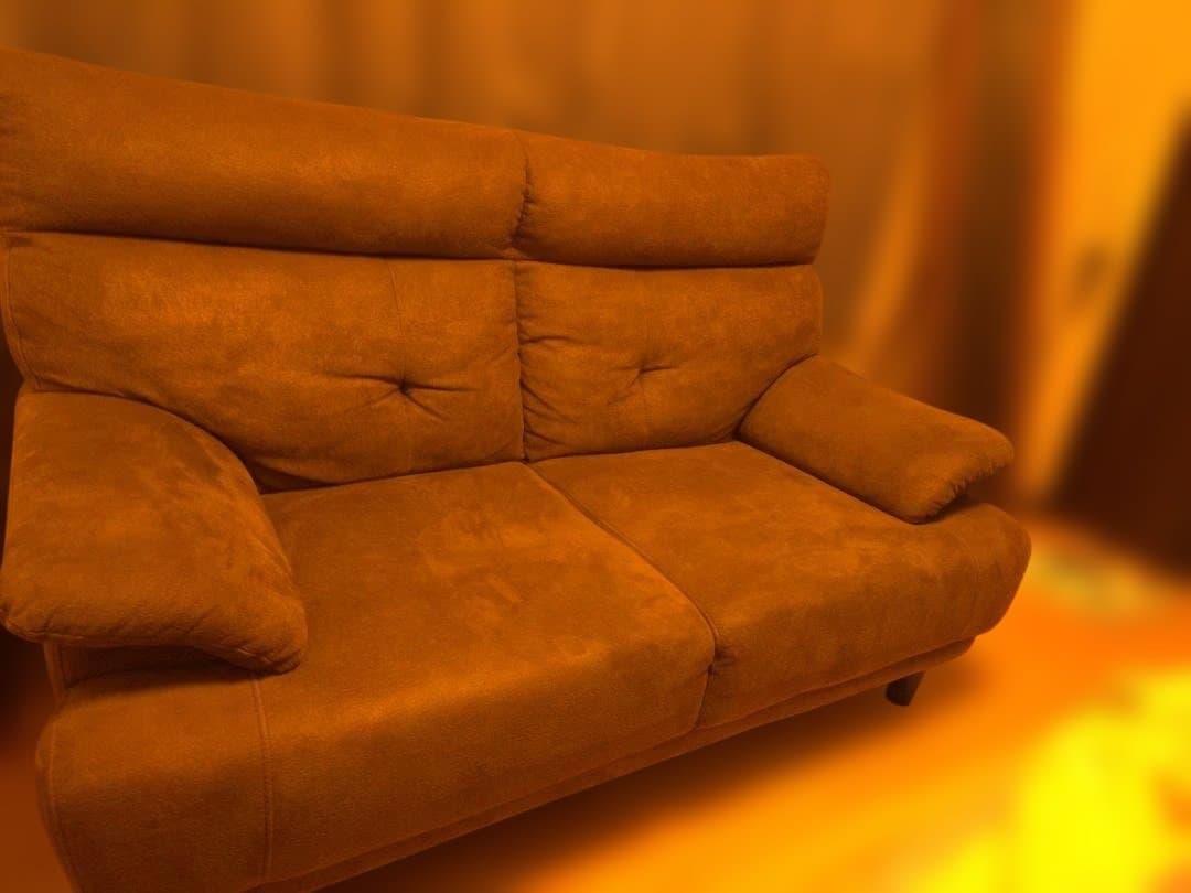 ソファ　ファブリック　ダークブラウン　高さ調節可