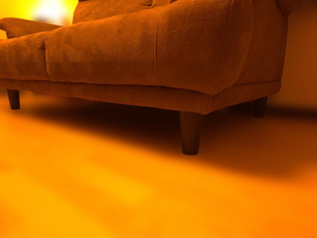 ソファ　ファブリック　ダークブラウン　高さ調節可