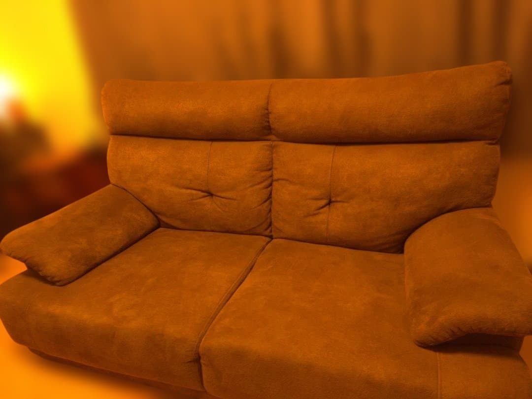 ソファ　ファブリック　ダークブラウン　高さ調節可