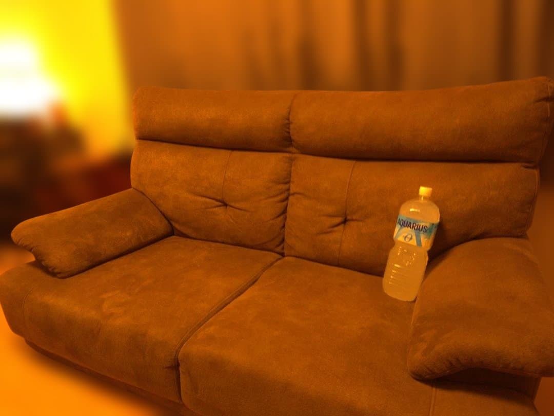 ソファ　ファブリック　ダークブラウン　高さ調節可