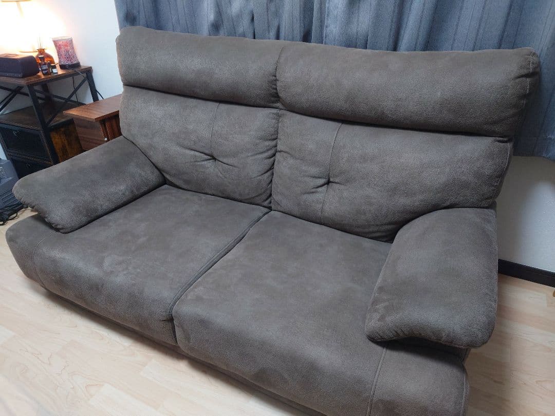 ソファ　ファブリック　ダークブラウン　高さ調節可