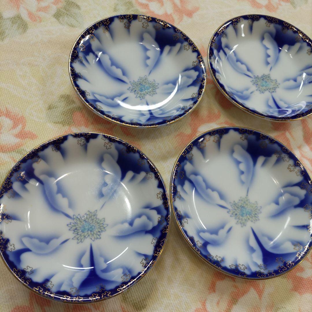 深川製磁　牡丹金ミル　小皿４枚　中皿３枚