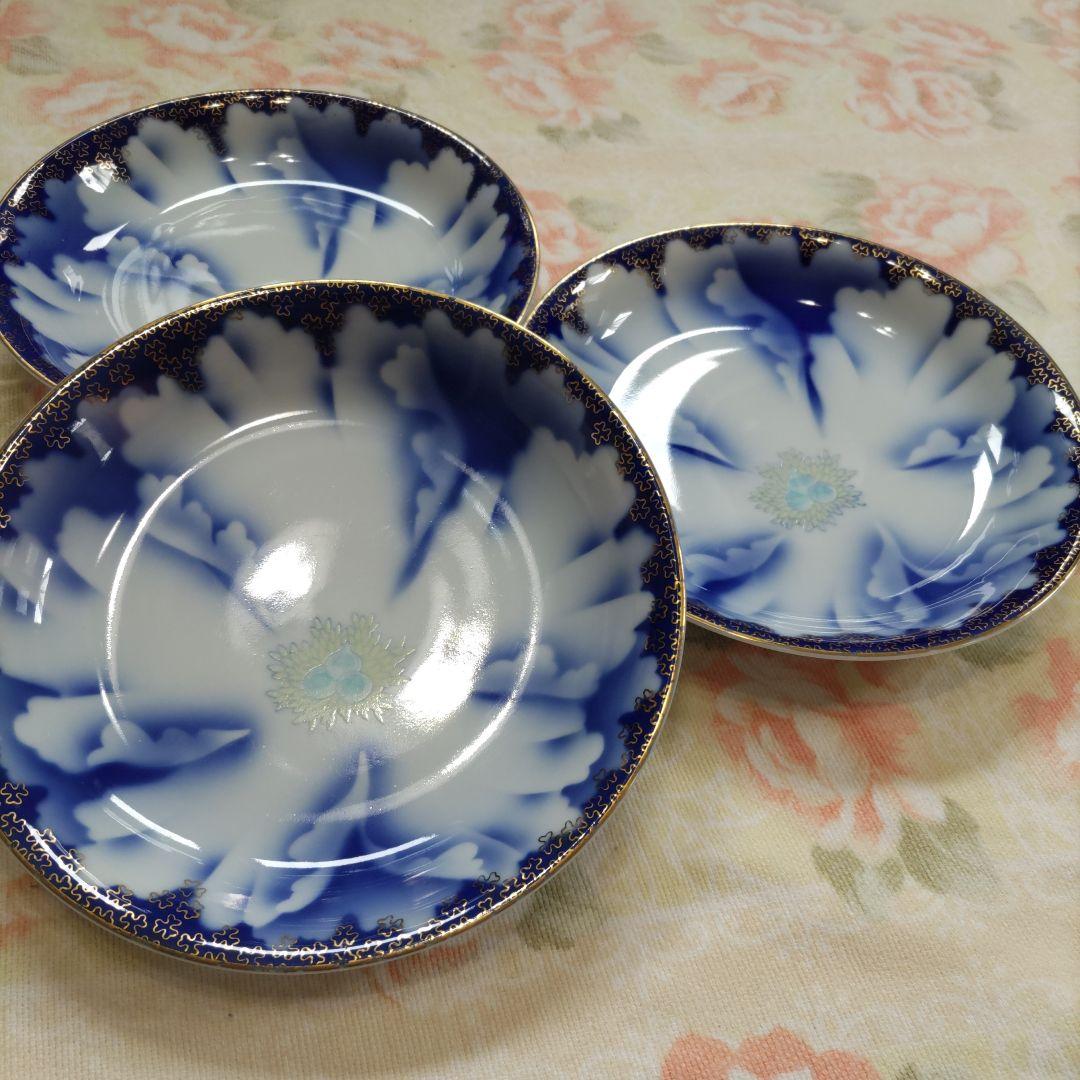 深川製磁　牡丹金ミル　小皿４枚　中皿３枚