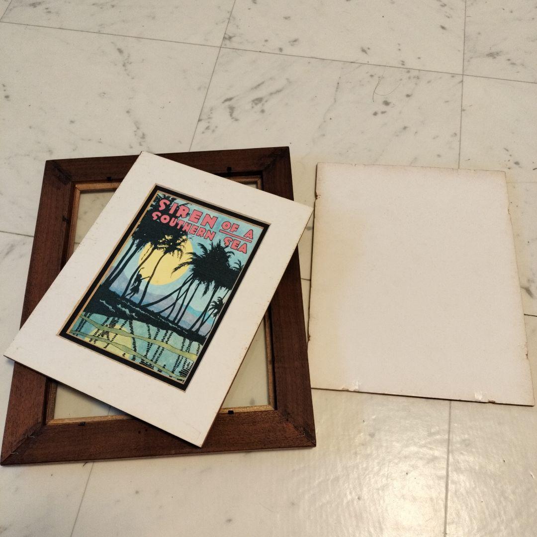 ハワイHAWAIIコアウッド製額縁1990年代当時物②ビンテージ