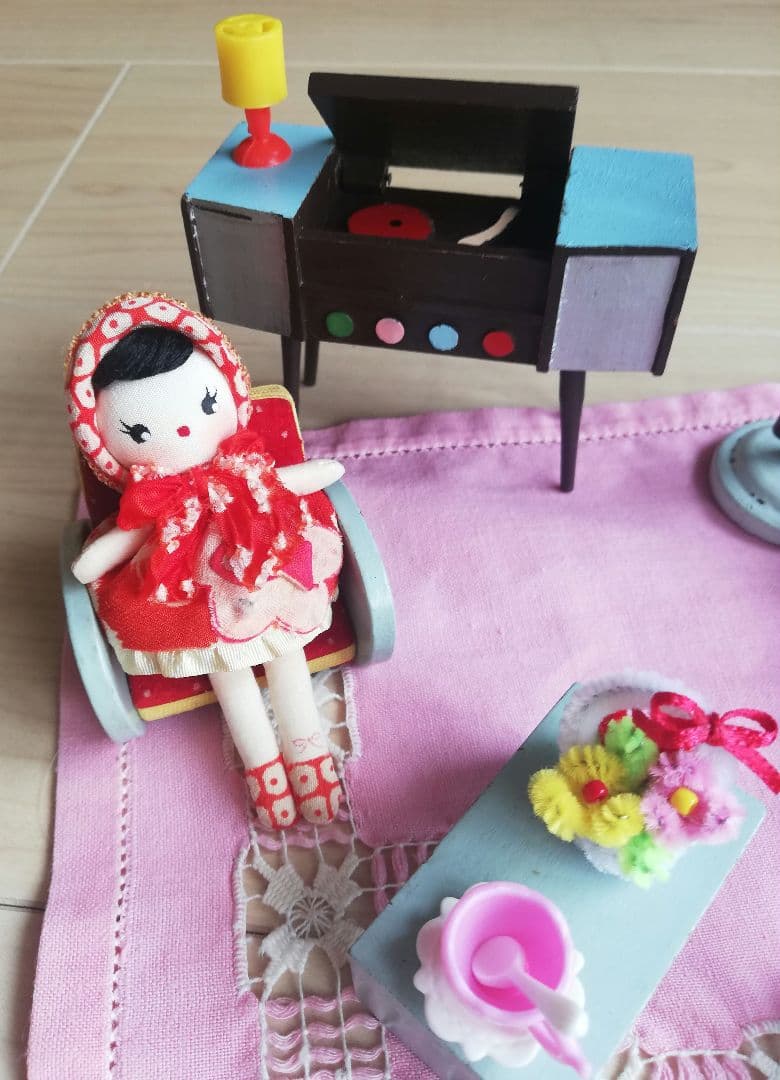 昭和レトロ　お人形遊び　木の家具　ヘロヘロ人形　文化人形