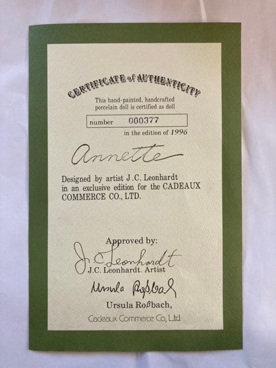 イギリス人形　1996年　限定品　【サイン付】　希少 　ドール