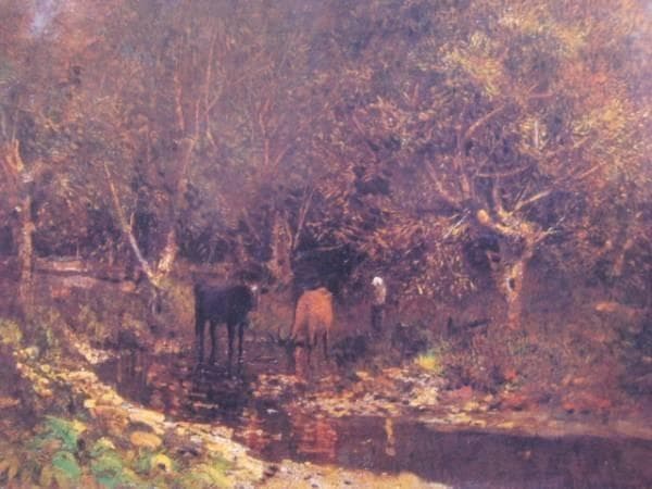 ラースロー・メドニャンスキイ、柳と牛、希少画集画、新品額装付