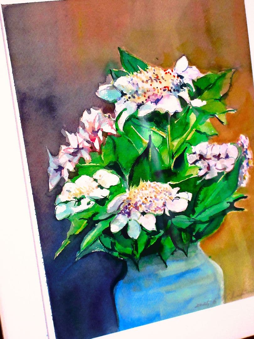 水彩画 紫陽花(額装済み)
