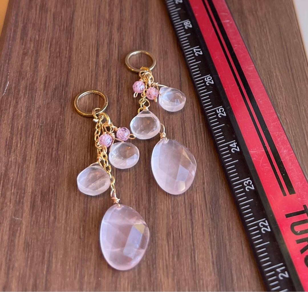 ローズクォーツのピアスチャーム·͜· ︎︎