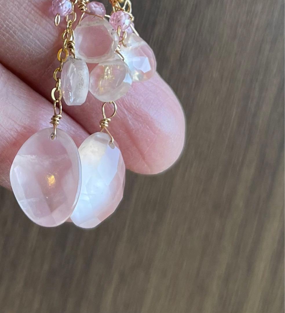 ローズクォーツのピアスチャーム·͜· ︎︎