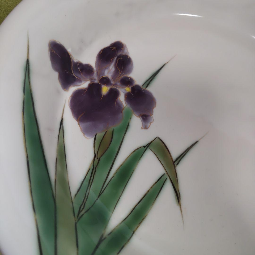 陶あん　清水焼　京焼　花　パープル　紫 皿　一枚　皿　深皿　鉢 大皿