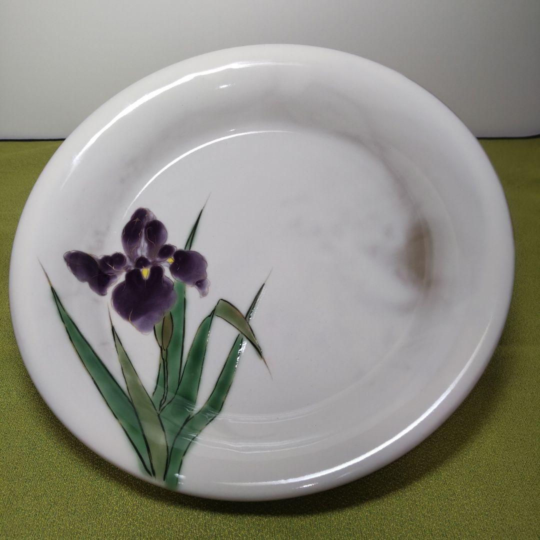 陶あん　清水焼　京焼　花　パープル　紫 皿　一枚　皿　深皿　鉢 大皿