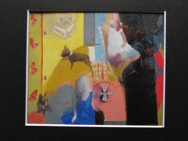 蛭田均、黄の室内、希少な画集より、新品高級額、額装付、状態良好