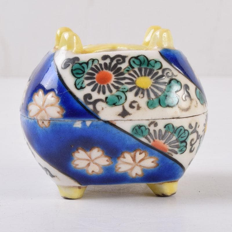 茶道具　色絵　花草文　香合　時代箱　C　8475