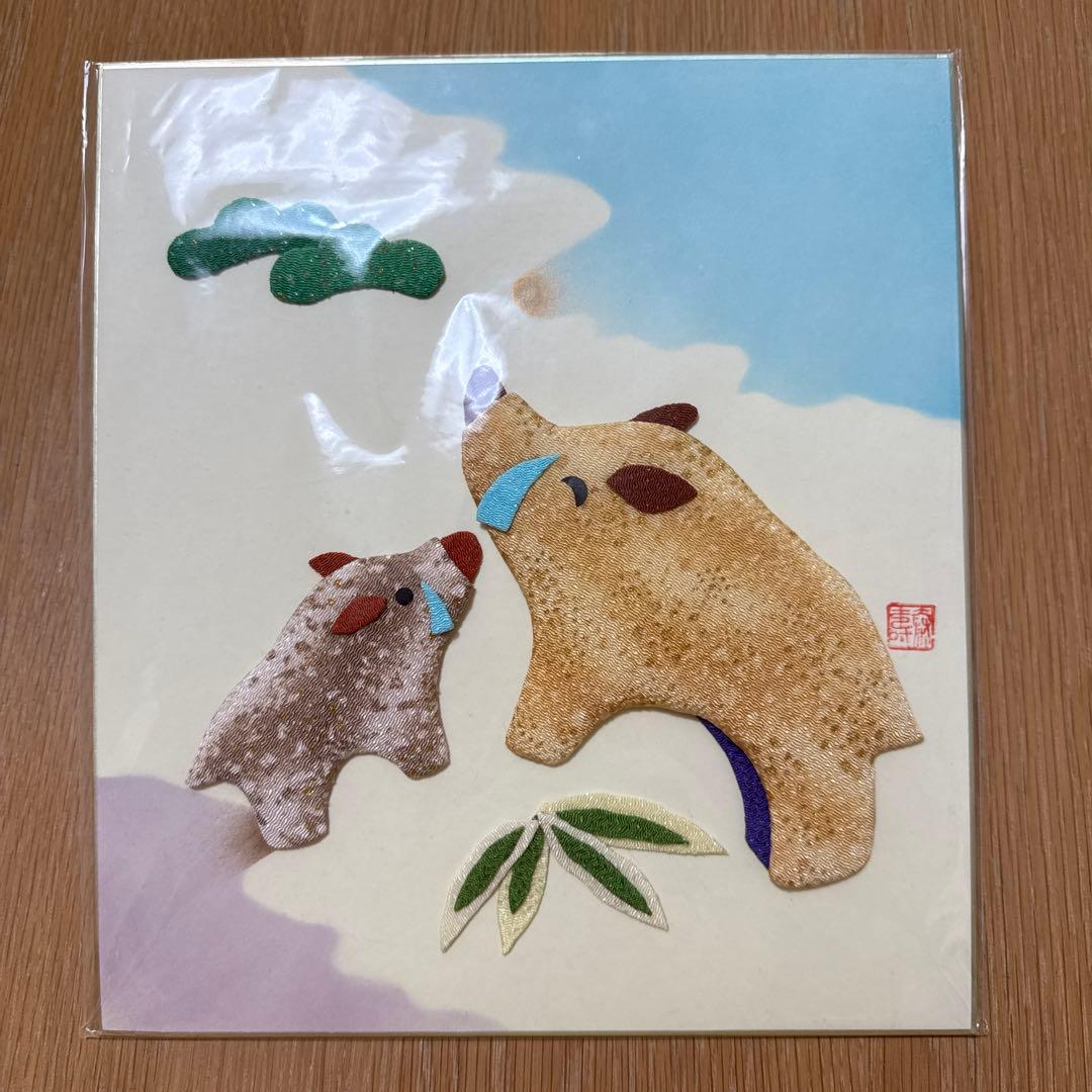 干支 押絵飾り　干支6枚+うぐいす押絵額入り