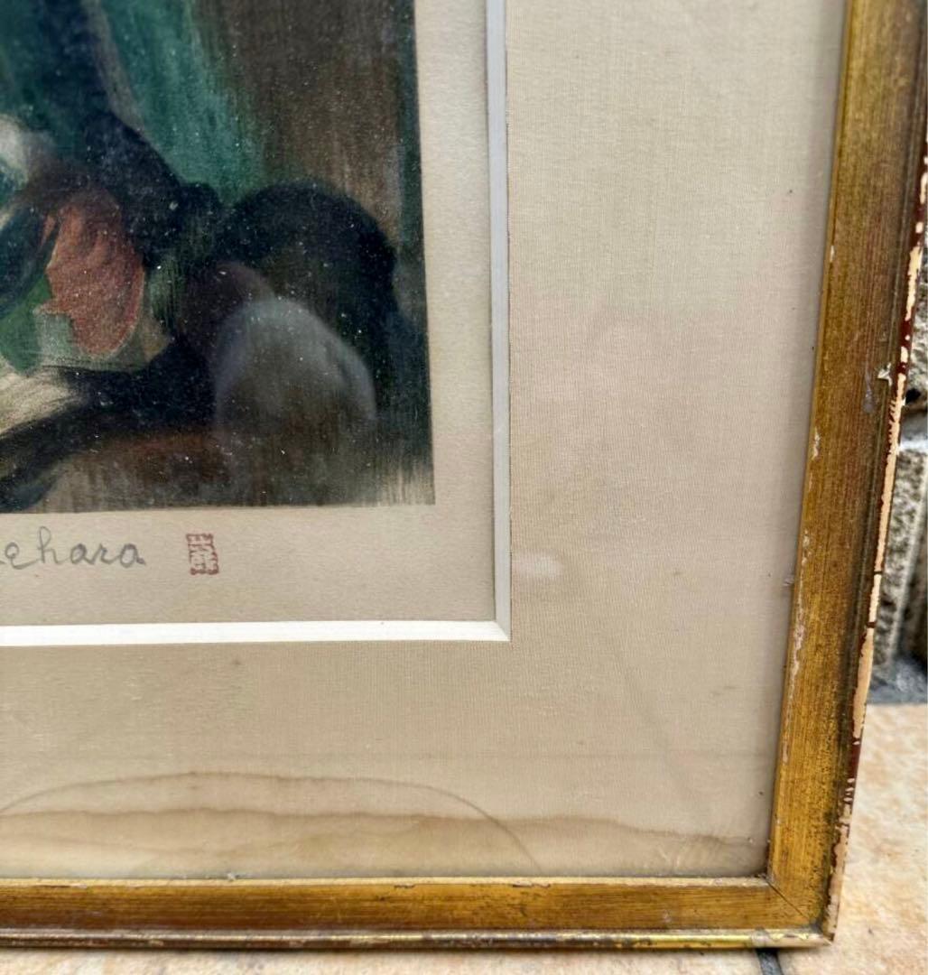 【文化勲章作家】梅原龍三郎「薔薇」103/150 直筆サイン 共シール 真作保証