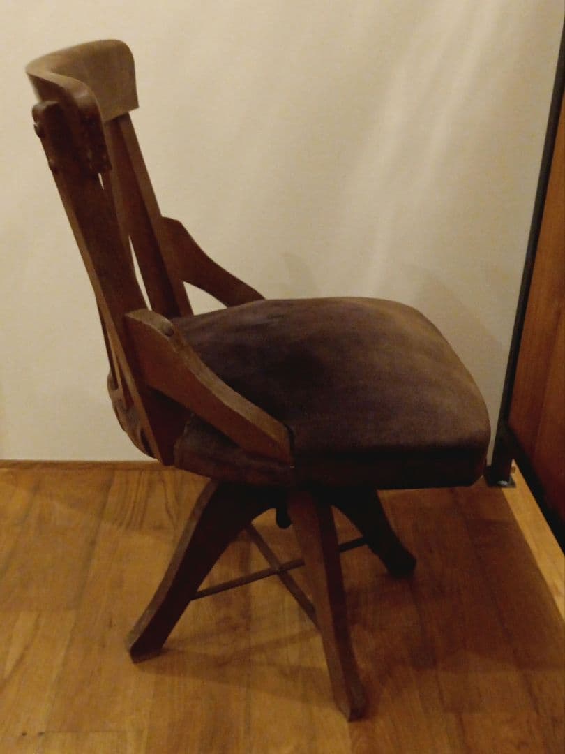 和製アンティーク 回転椅子 ナラ材 大正ロマン チェア イス レトロ ②