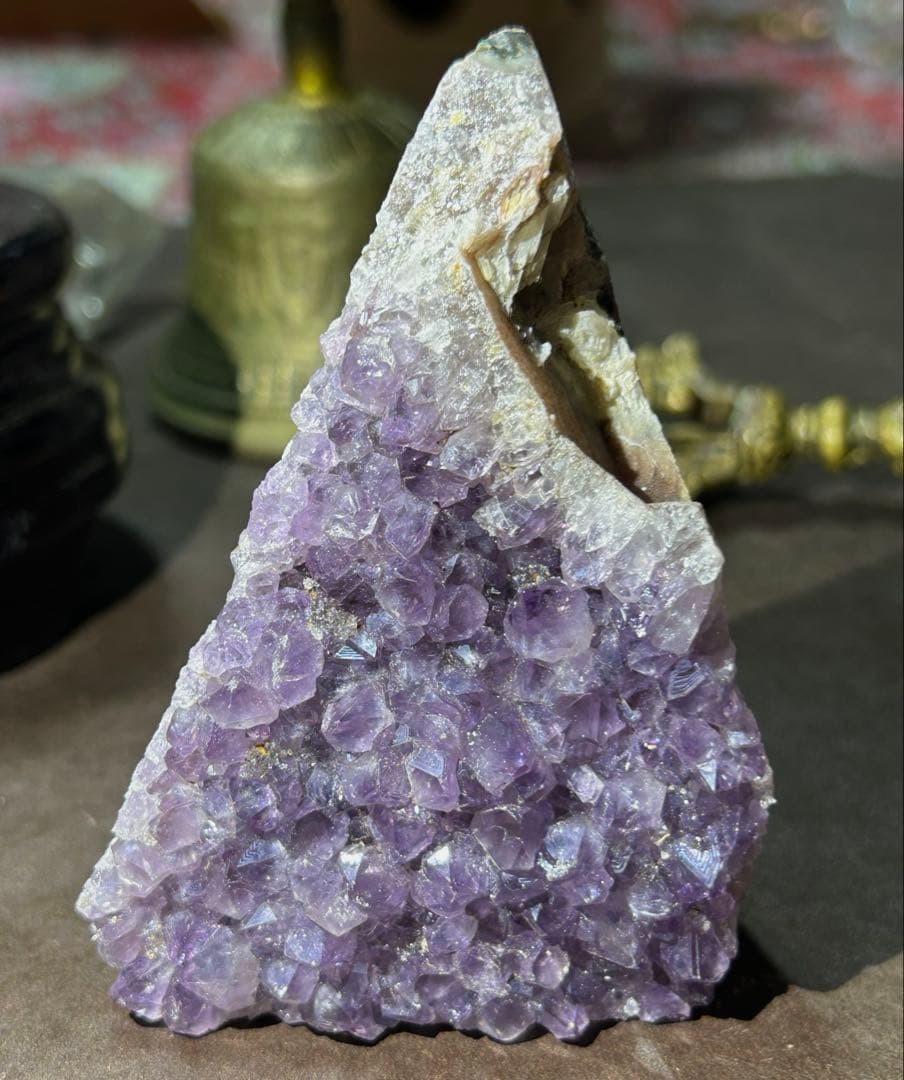 ☆高級品！福運大黒秘宝⑨！開運！アメジスト　クラスター　原石　置物