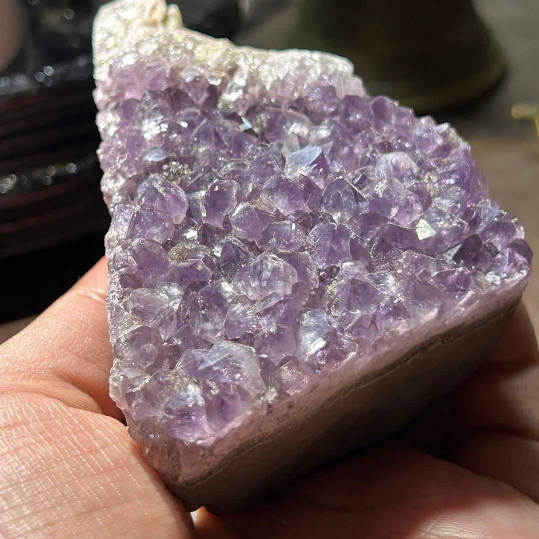 ☆高級品！福運大黒秘宝⑨！開運！アメジスト　クラスター　原石　置物