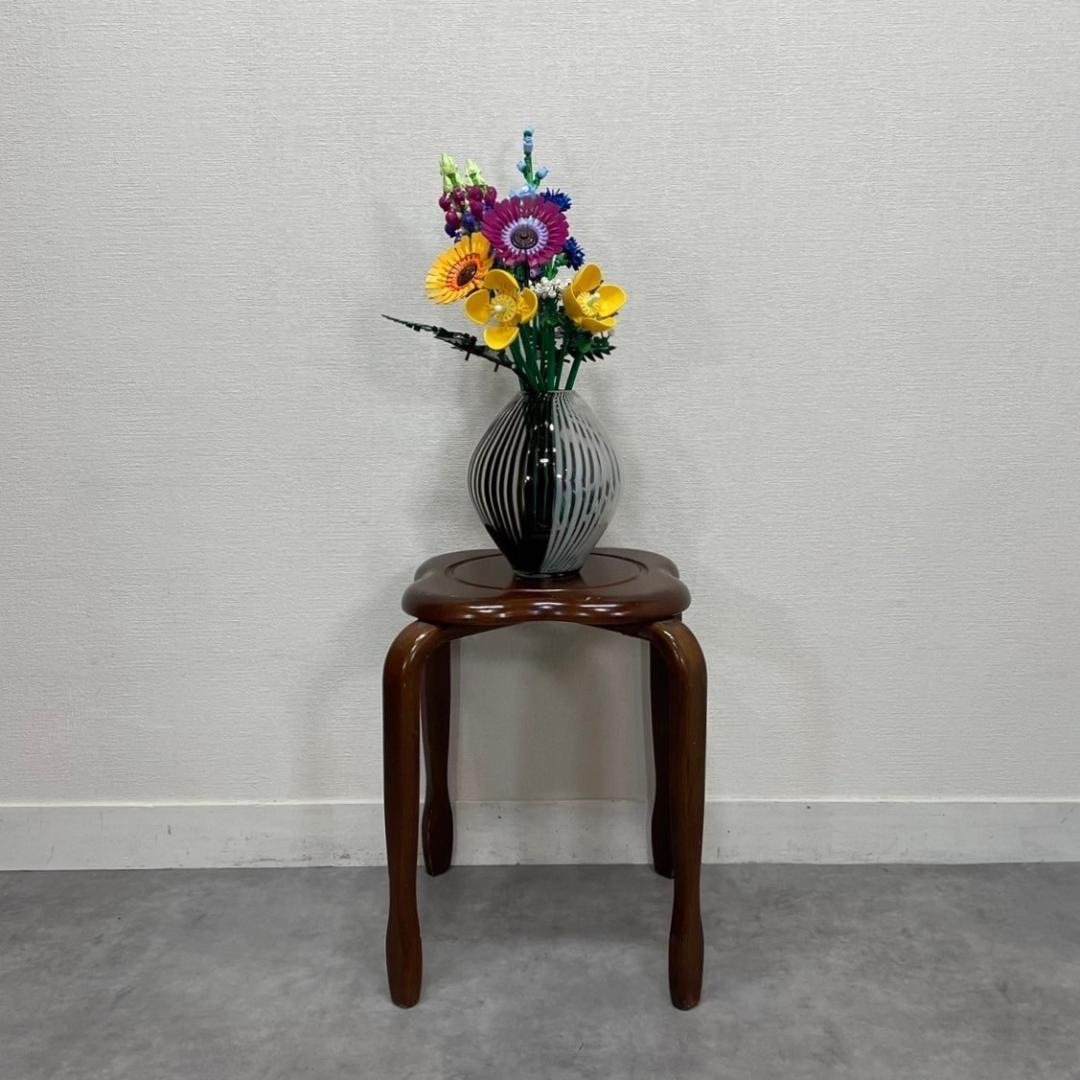 ヴィンテージ 花型 スツール 猫脚 木製 チェア 花台 レトロ ビンテージ