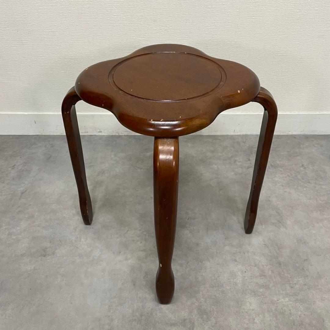 ヴィンテージ 花型 スツール 猫脚 木製 チェア 花台 レトロ ビンテージ