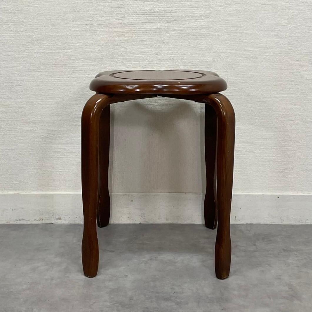 ヴィンテージ 花型 スツール 猫脚 木製 チェア 花台 レトロ ビンテージ