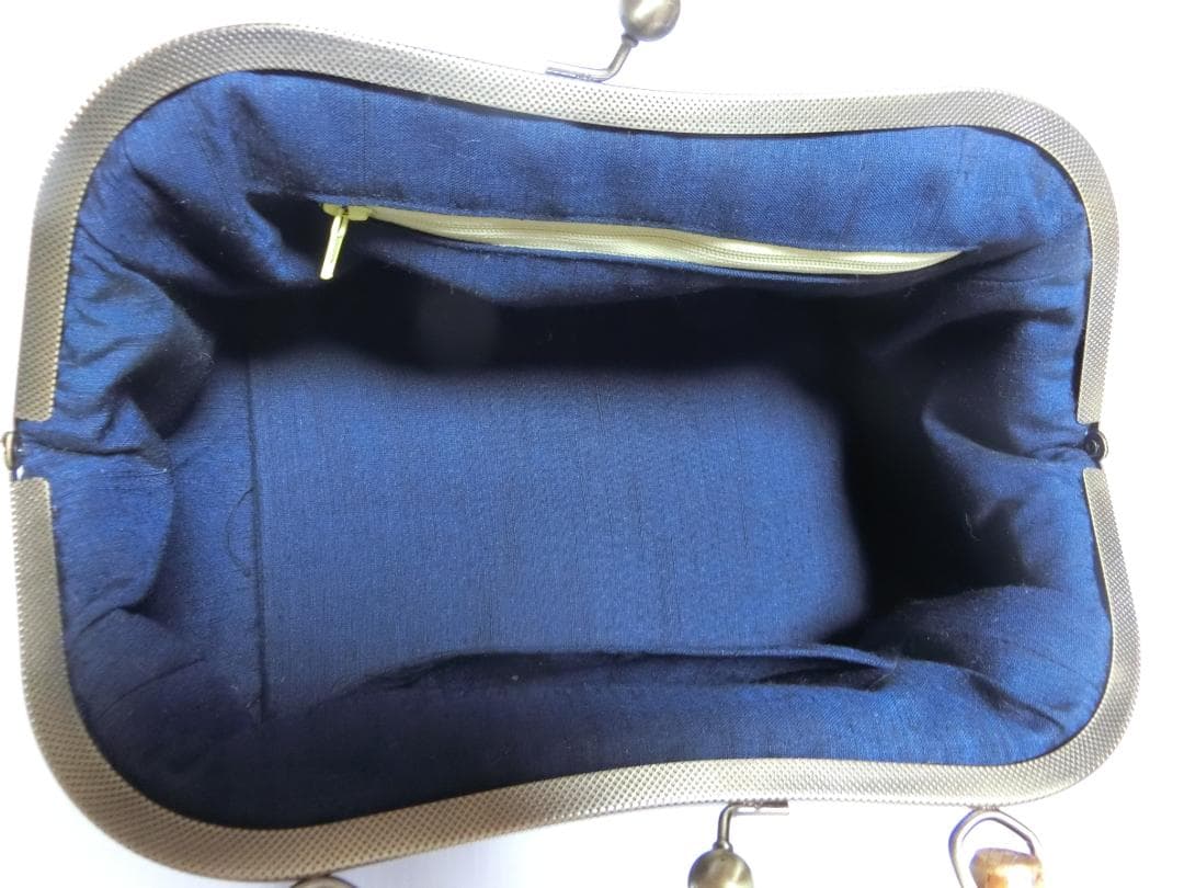 ハンドメイド 見事な織り模様 バンブー持ち手 ハンドバッグ