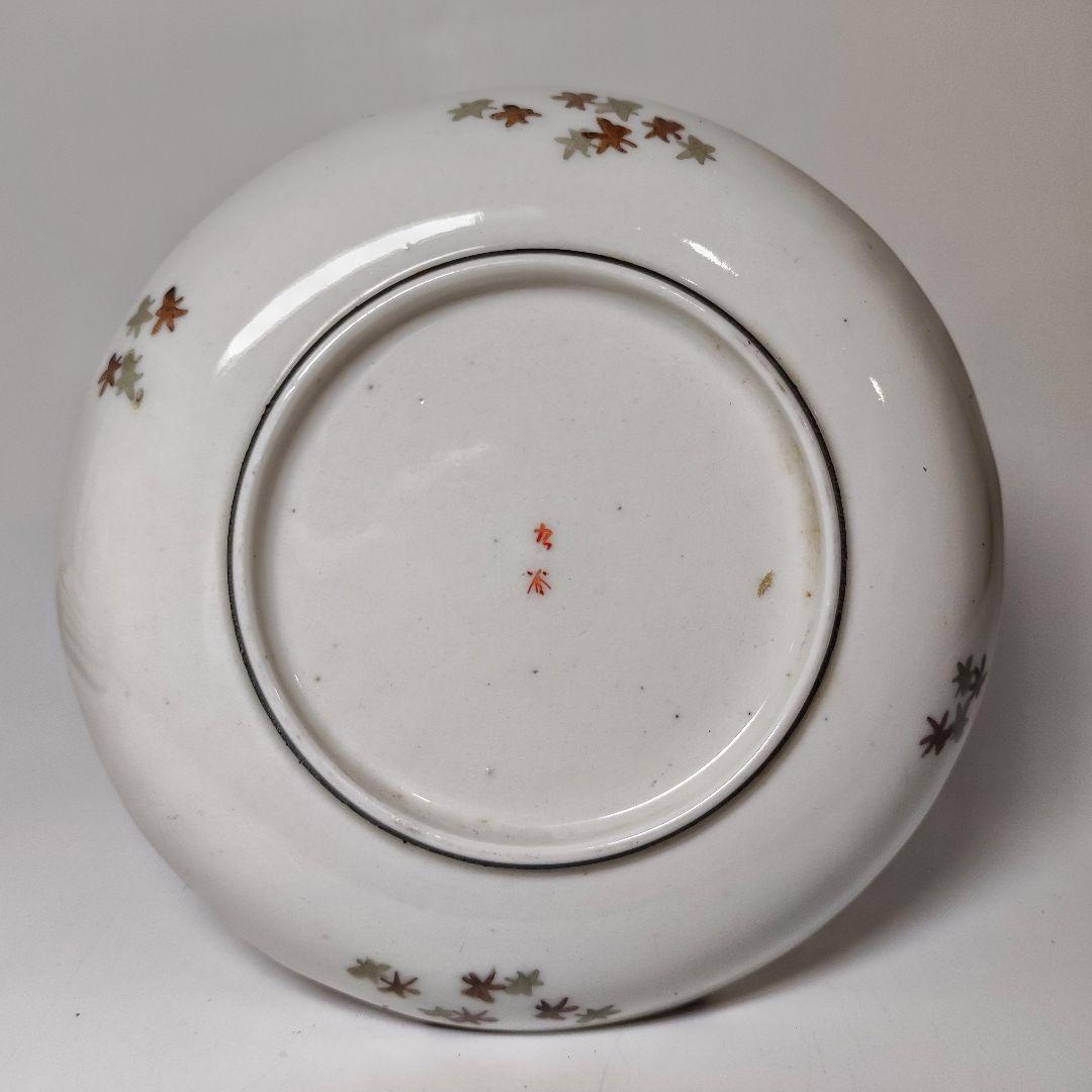 明治大正期　九谷焼　細密花鳥文四寸皿　五客揃い