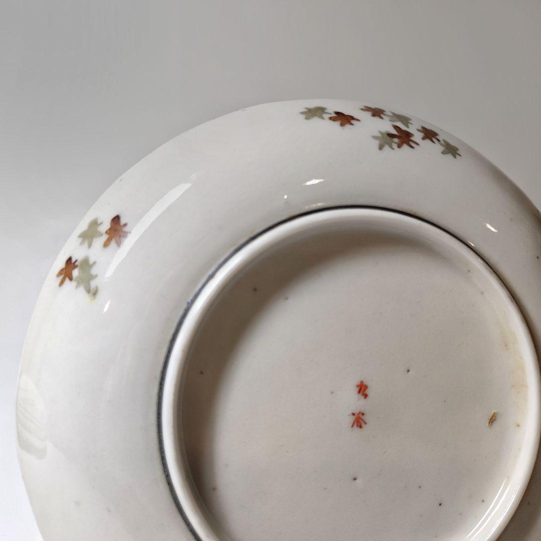 明治大正期　九谷焼　細密花鳥文四寸皿　五客揃い