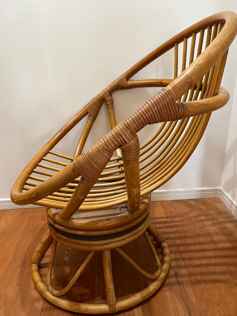 【SELE】ラタンチェア 回転　籐家具 昭和レトロ ヴィンテージ