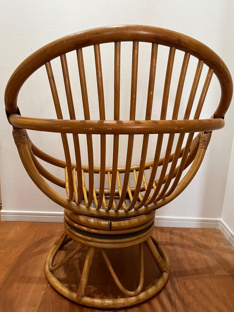 【SELE】ラタンチェア 回転　籐家具 昭和レトロ ヴィンテージ