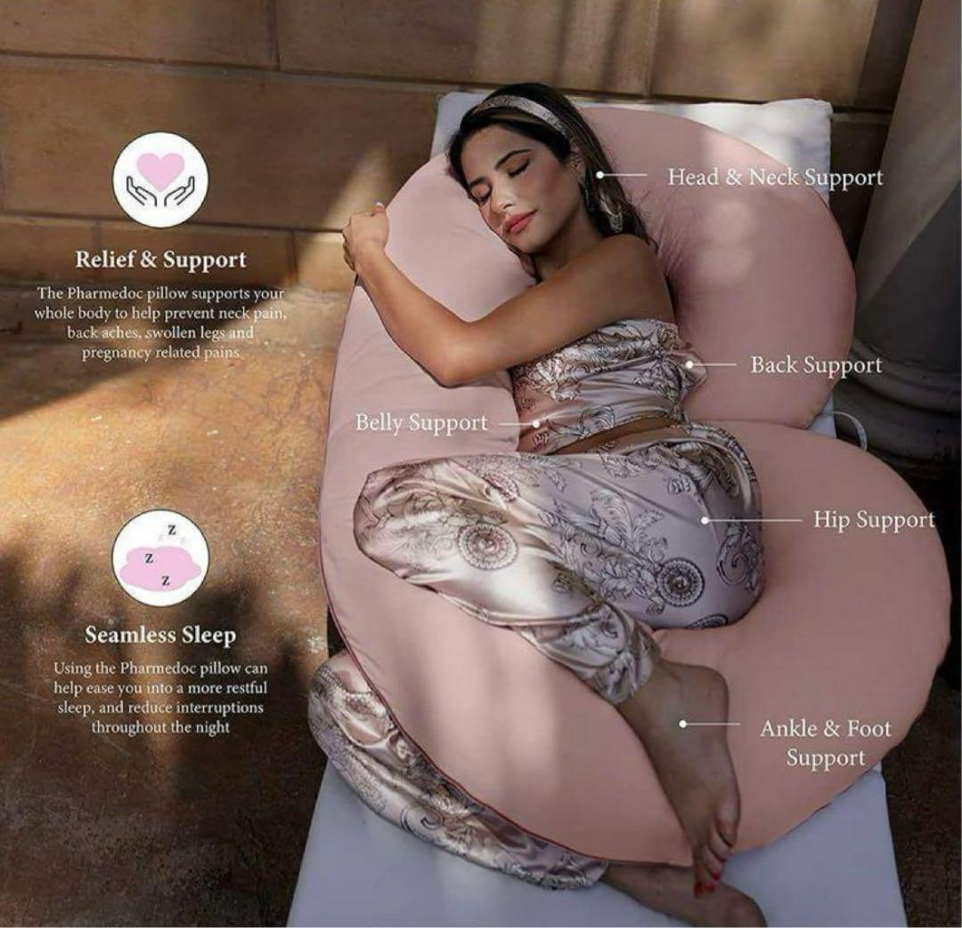 Pharmedoc オーガニックコットンの身体用枕 ピンク 圧縮