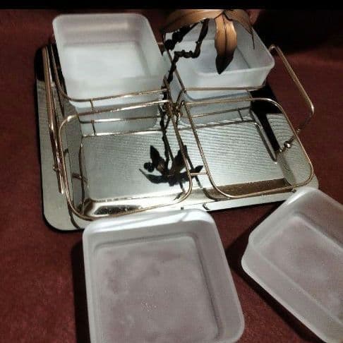 90s①【未使用・新品】マルチグリッドオードブルトレイ/オードブルプレート