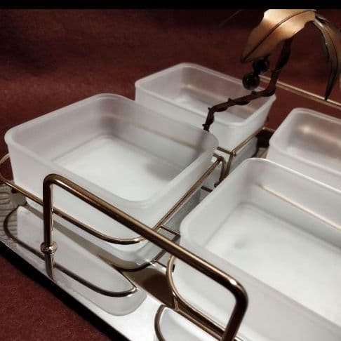 90s①【未使用・新品】マルチグリッドオードブルトレイ/オードブルプレート