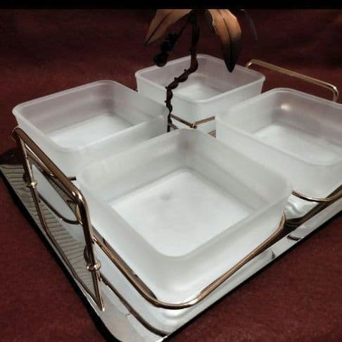 90s①【未使用・新品】マルチグリッドオードブルトレイ/オードブルプレート