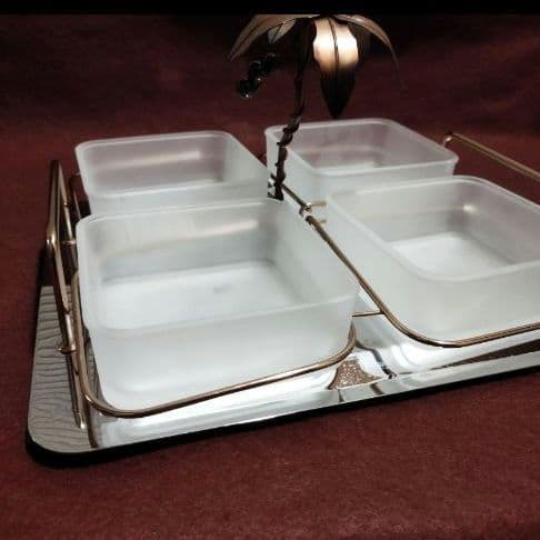 90s①【未使用・新品】マルチグリッドオードブルトレイ/オードブルプレート