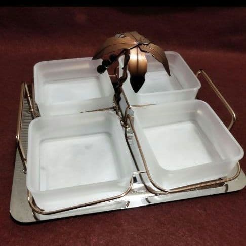 90s①【未使用・新品】マルチグリッドオードブルトレイ/オードブルプレート