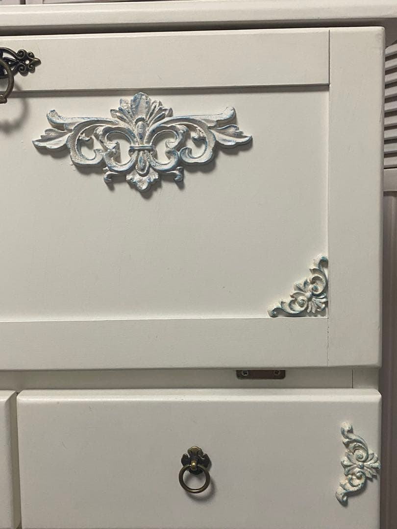 ロココ♦️便利な ライディングデスク タイル天板♦️アンティーク調 キッチンワゴン