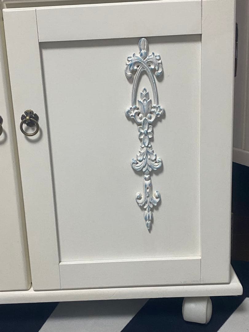 ロココ♦️便利な ライディングデスク タイル天板♦️アンティーク調 キッチンワゴン