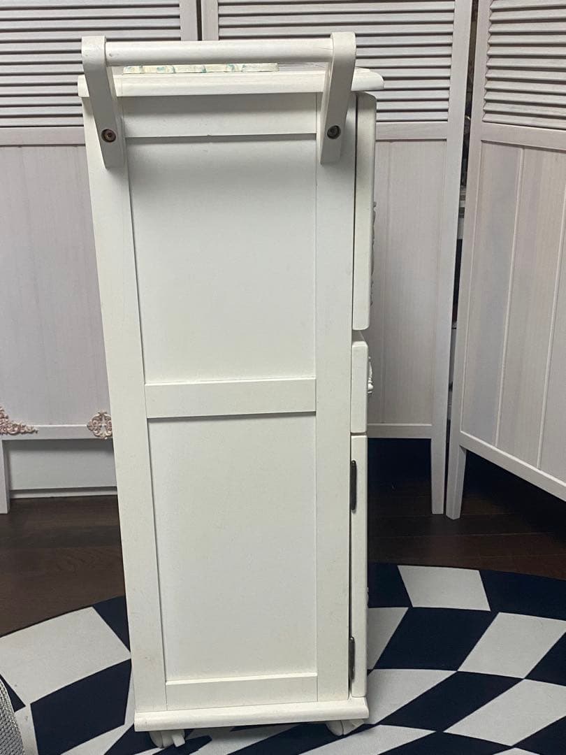 ロココ♦️便利な ライディングデスク タイル天板♦️アンティーク調 キッチンワゴン