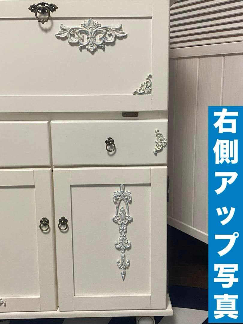 ロココ♦️便利な ライディングデスク タイル天板♦️アンティーク調 キッチンワゴン