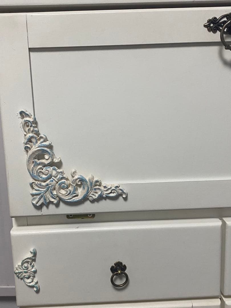 ロココ♦️便利な ライディングデスク タイル天板♦️アンティーク調 キッチンワゴン