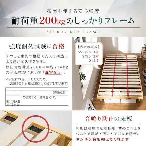 ニトリ セミダブル 脚付きベッド (セレナSD 6本脚付すのこベッド)-2